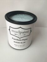 open container of light blue clay furniture paint