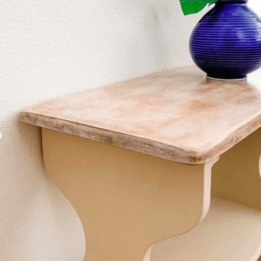 nightstand painted in tan clay furniture paint and finished on the top with white liming wax