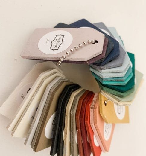 Small wooden tags hand painted with clay furniture paint