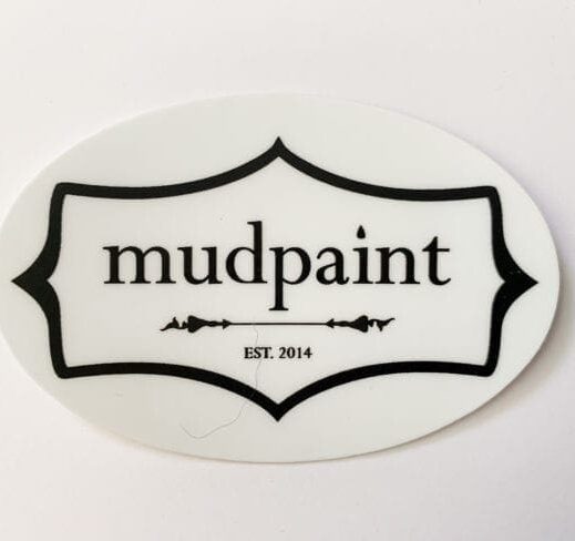 sticker of Mudpaint branded logo over white backdrop