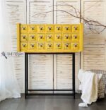 antique file cabinet painted in mustard yellow clay furniture paint by MudPaint
