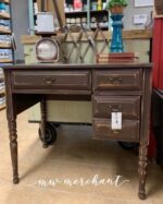 small desk painted in dark brown clay furniture paint from MudPaint