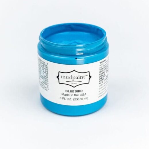 8 ounce container of azure bright blue furniture paint bluebird