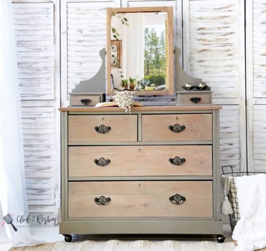 cabinets painted in taupe stone gray furniture paint by MudPaint