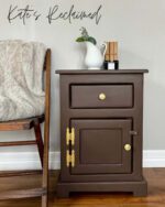 Lovely brown end cabinet painted in dark brown Walnut Clay Furniture Paint.