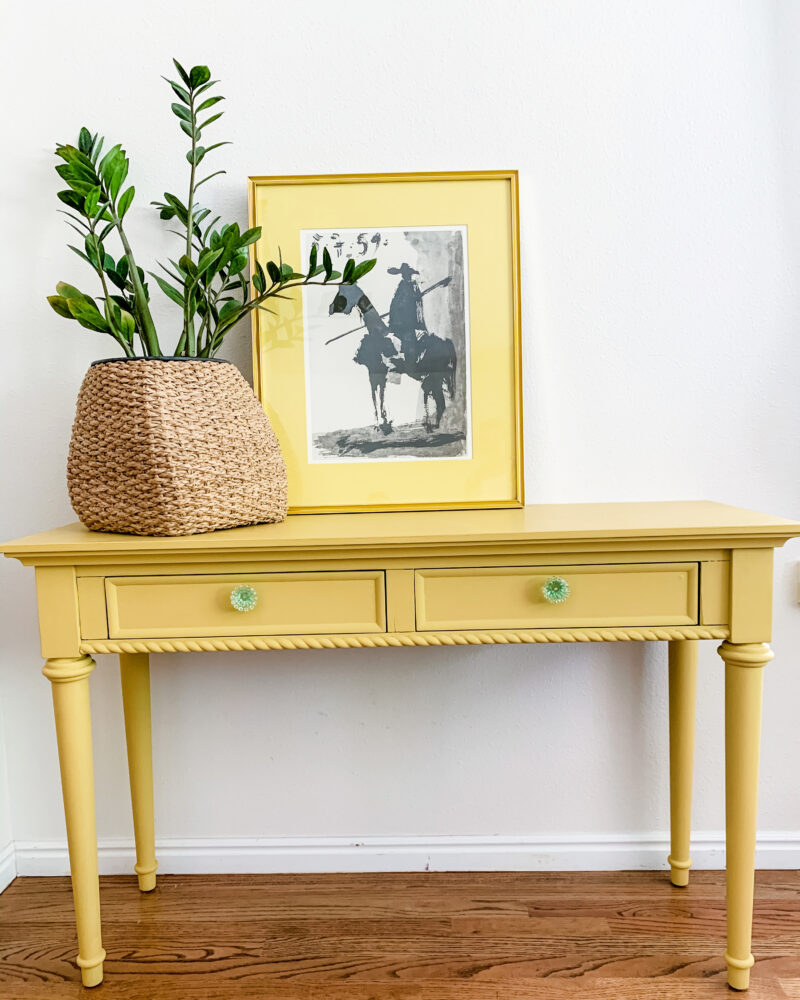 Entryway accent table painted in Butternut from MudPaint